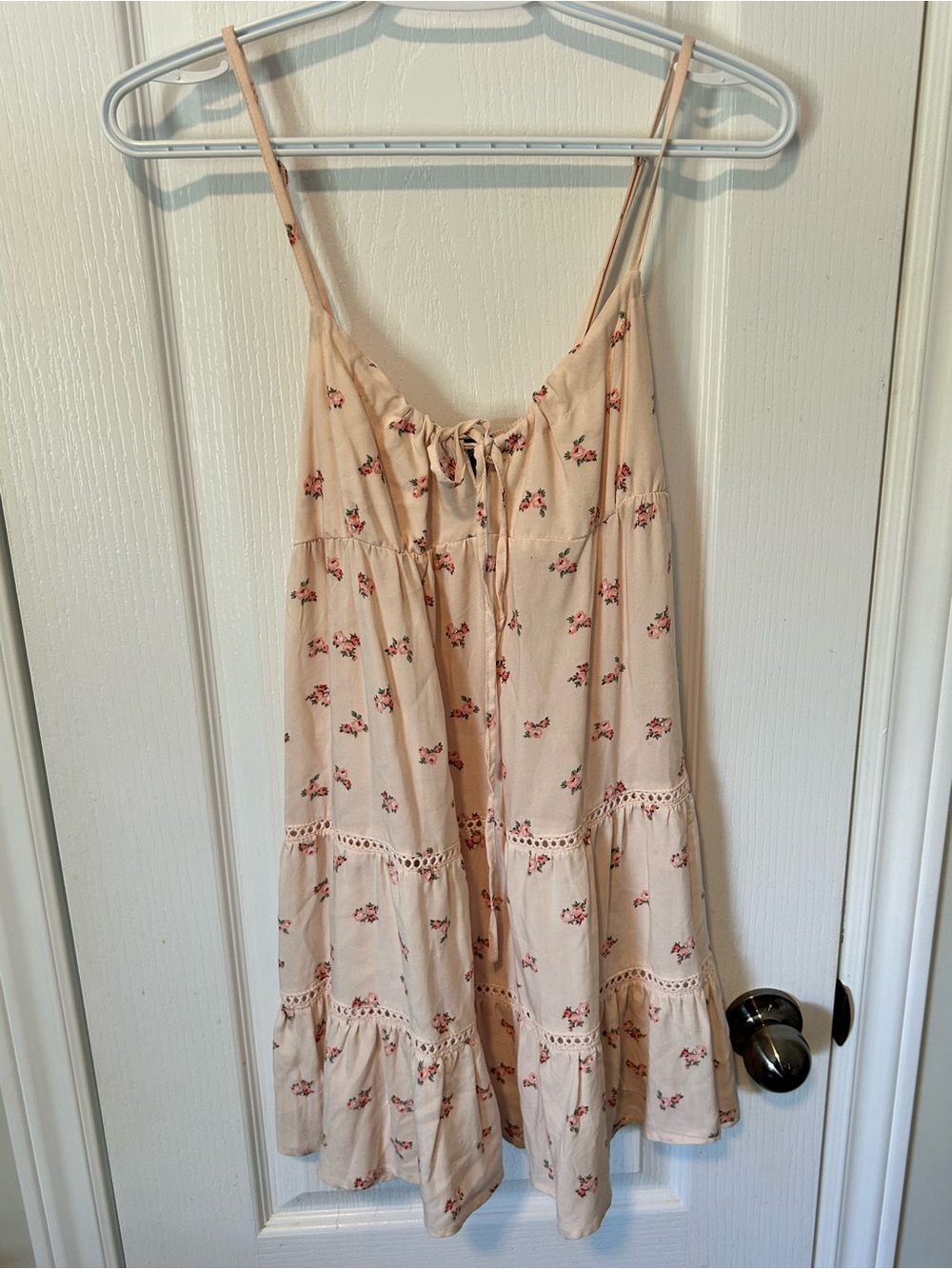 Urban Planet Cream Mini Dress with Pink Rose Print